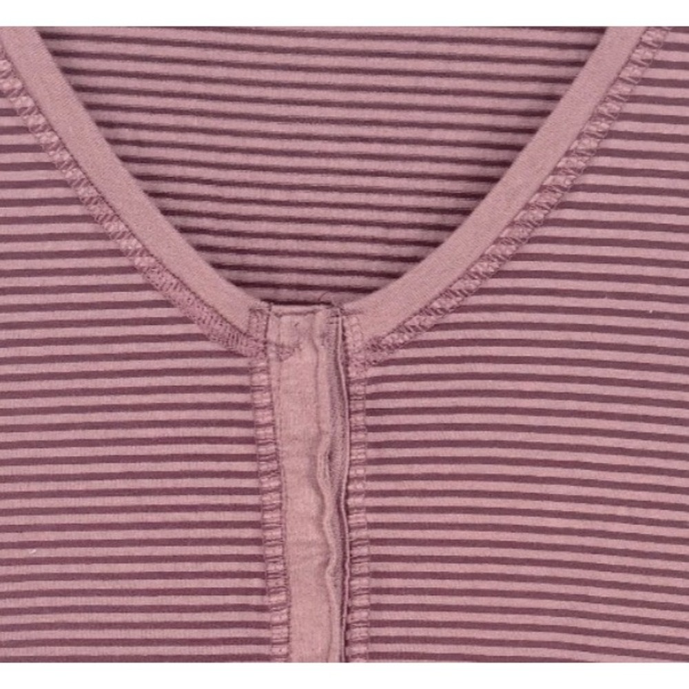 Hard Tail Forever Y2K New Womens Striped Deep V Snap Front Long Sleeve Top M - Picture 4 of 8